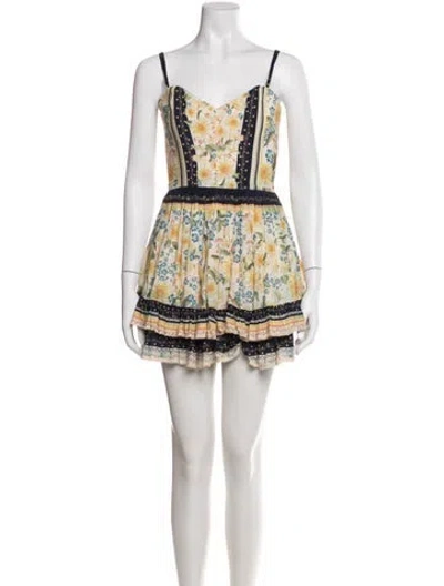 Pre-owned Agua Bendita Printed Mini Dress In Yellow