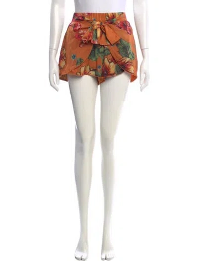 Pre-owned Agua Bendita Printed Mini Shorts W/ Tags In Orange