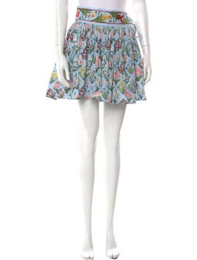 Pre-owned Agua Bendita Printed Mini Skirt In Blue