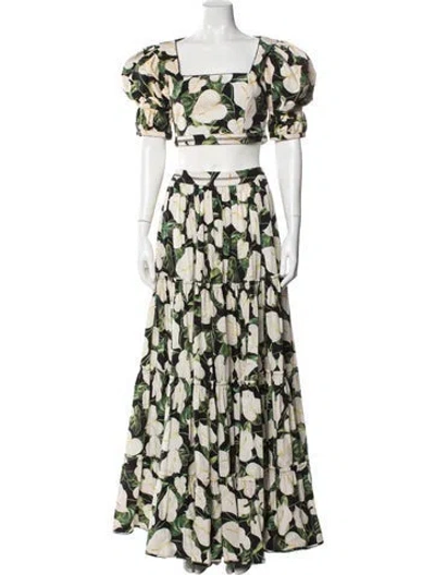 Pre-owned Agua Bendita Printed Skirt Set In Green