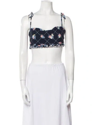 Pre-owned Agua Bendita Printed Square Neckline Crop Top In Neutral