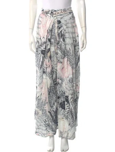 Pre-owned Agua Bendita Printed Wide Leg Pants In Neutral