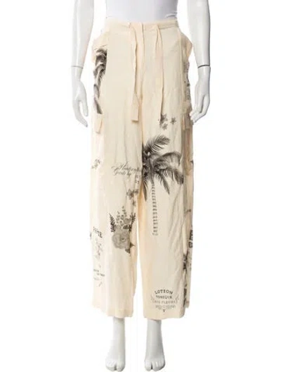 Pre-owned Agua Bendita Printed Wide Leg Pants In Neutral