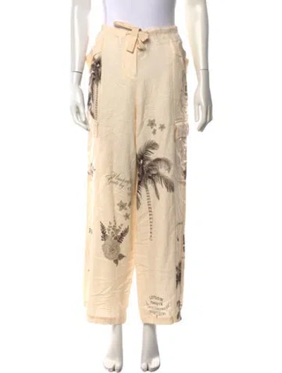 Pre-owned Agua Bendita Printed Wide Leg Pants In Neutrals