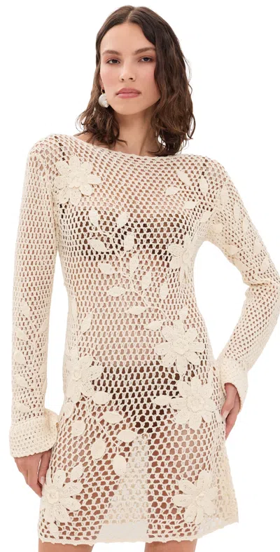 Agua Bendita Rosetta Handmade Crochet Mini Dress Multicolor In Brown