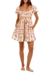 Agua Bendita Fiore Rosal Handmade Mini Dress Multicolor In Multi