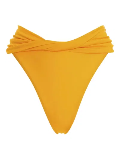 Agua Bendita Ruched Arabella Lily Bikini Bottoms In Yellow