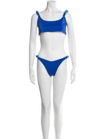 Pre-owned Agua Bendita Ruffle Embellishment Bikini W/ Tags In Black