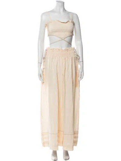 Pre-owned Agua Bendita Ruffle Embellishment Skirt Set In Neutrals