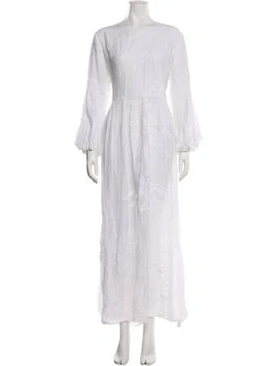 Pre-owned Agua Bendita Scoop Neck Long Dress In White