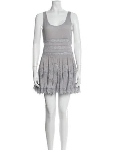 Pre-owned Agua Bendita Scoop Neck Mini Dress In Gray