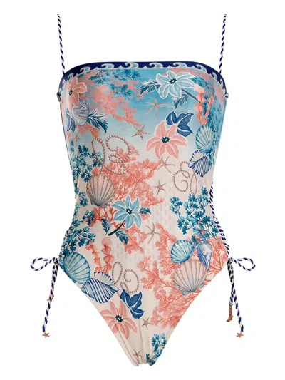 Agua Bendita Sea-print Swimsuit In Multi
