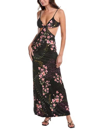 Agua Bendita Selene Gleam Maxi Dress In Black