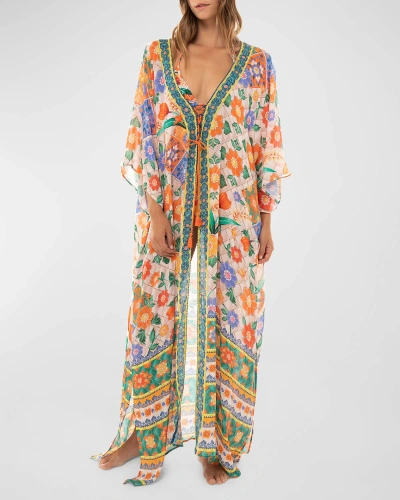 Agua Bendita Selma Tile Maxi Dressing Gown In Multicolor