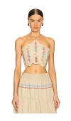 Agua Bendita Serenity Blush Halter Top In Tan