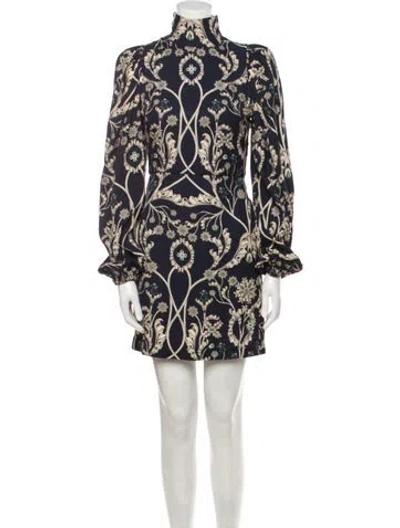 Pre-owned Agua Bendita Silk Mini Dress In Blue