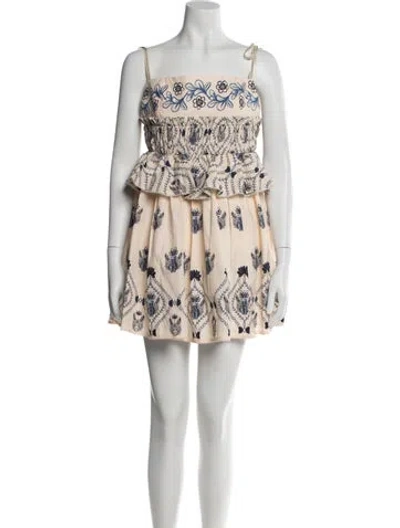 Pre-owned Agua Bendita Silk Mini Dress In Neutral