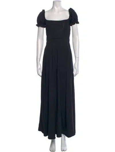 Pre-owned Agua Bendita Square Neckline Long Dress In Black