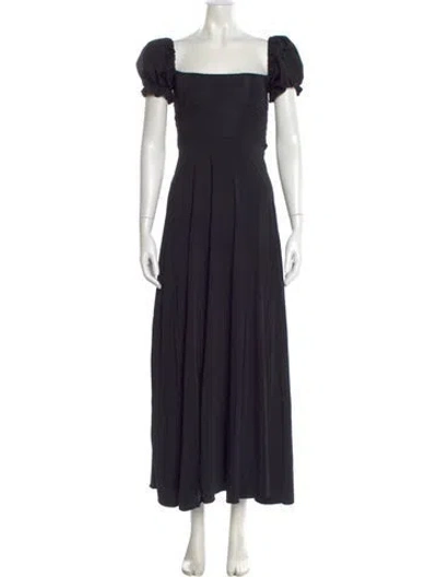 Pre-owned Agua Bendita Square Neckline Long Dress In Blue