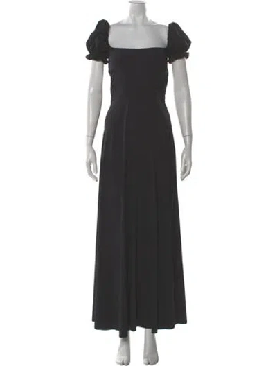Pre-owned Agua Bendita Square Neckline Long Dress In Gray