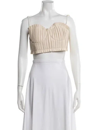 Pre-owned Agua Bendita Square Neckline Sleeveless Crop Top In Neutrals