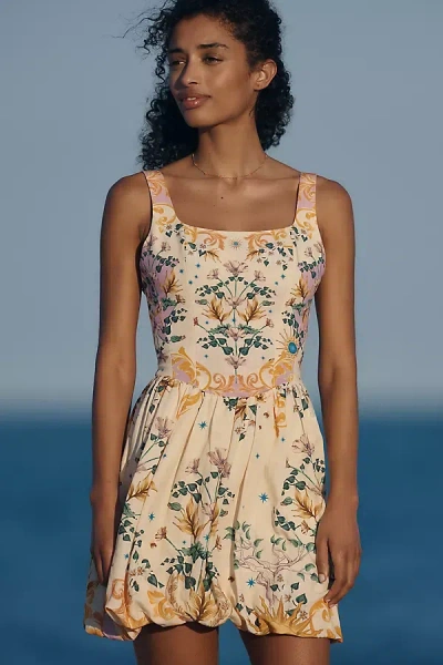 Agua Bendita Stella Sleeveless Square-neck Mini Dress In Multi