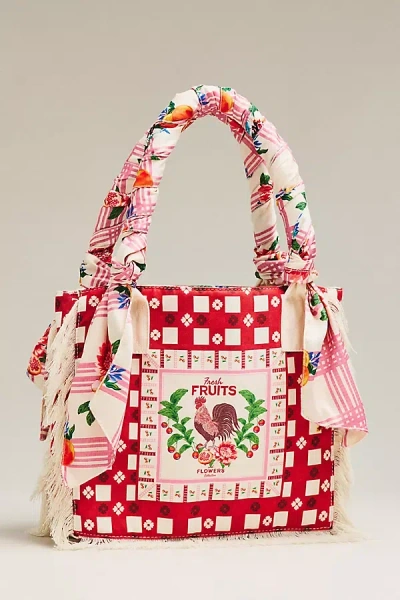 Agua Bendita Storm Mini Fringe Tote Bag In Red