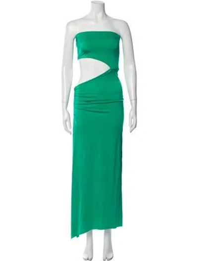 Pre-owned Agua Bendita Strapless Knee-length Dress In Green