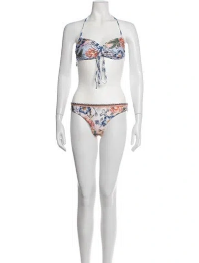 Pre-owned Agua Bendita Striped Bikini In Blue
