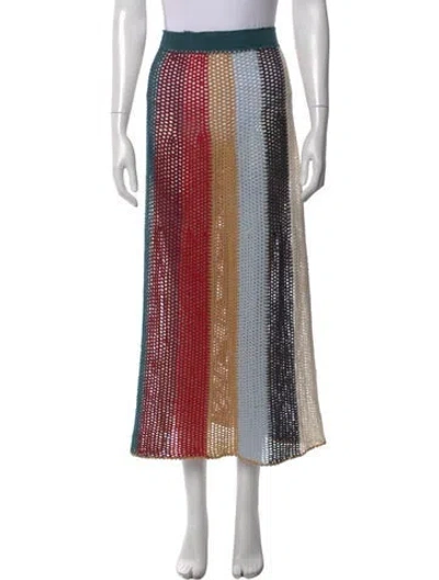 Pre-owned Agua Bendita Striped Long Skirt In Neutral