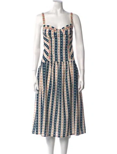 Pre-owned Agua Bendita Striped Midi Length Dress In Blue