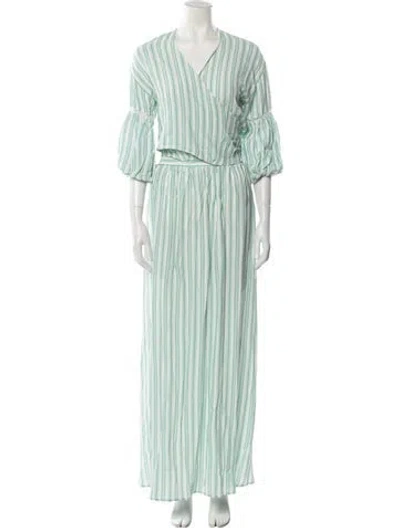 Pre-owned Agua Bendita Striped Skirt Set W/ Tags In Green