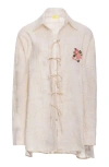 Agua Bendita Swan Meraki Emroidered Cotton Cover-up Tunic In White Multicolor