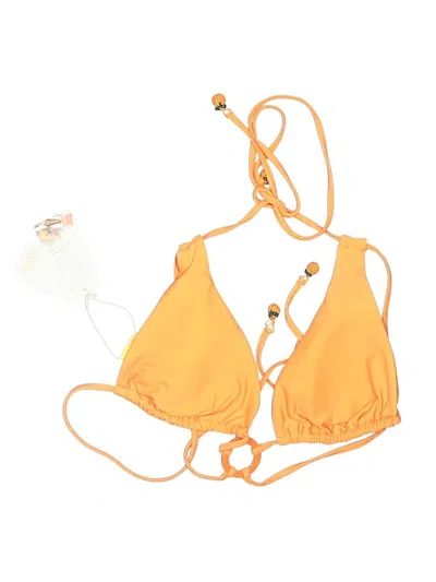 Pre-owned Agua Bendita Swimsuit Top Orange Solid Pattern Swimwear
