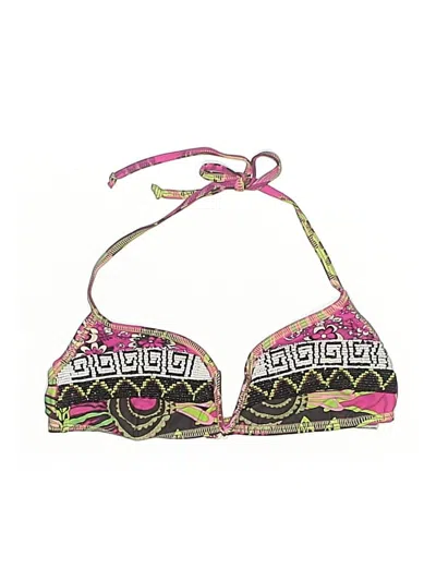 Pre-owned Agua Bendita Swimsuit Top Pink Paisley Pattern Swimwear
