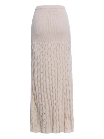 Agua Bendita Theodora Ribbed-knit Skirt In Neutral