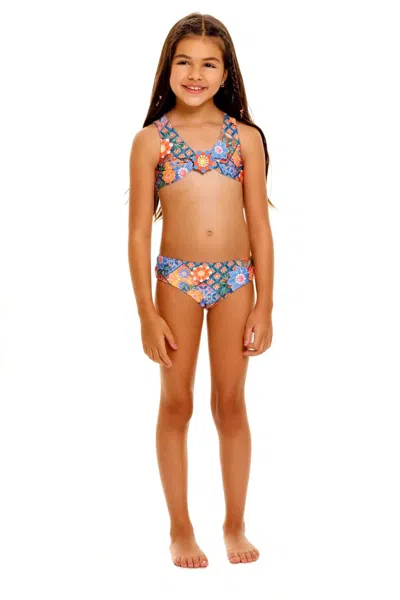Agua Bendita Tile Sabrina Kids Bikini In Blue