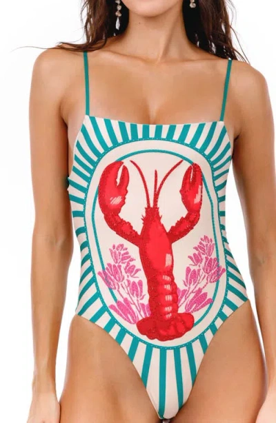 Agua Bendita Valmy Alina Beaded Cutout One-piece Swimsuit In Animal Print