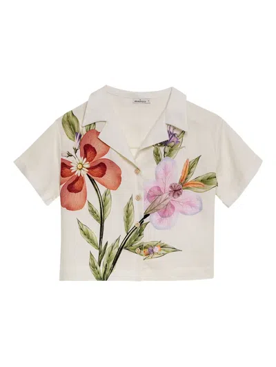 Agua Bendita Vittoria Floral-print Cotton Shirt In Neutral