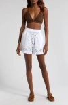 Agua Bendita Watts Eyelet Cover-up Shorts In White