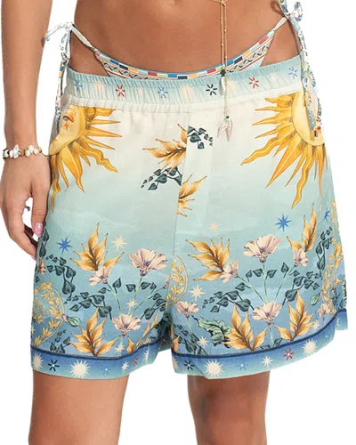 Agua Bendita Watts Solstice Print Cover-up Shorts In Multi