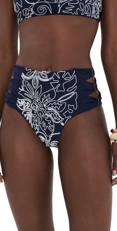 Agua Bendita Willa Batik Embroidered Bikini Bottoms Multicolor In Blue