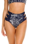 Agua Bendita Willa Reversible High Waist Bikini Bottoms In Blue