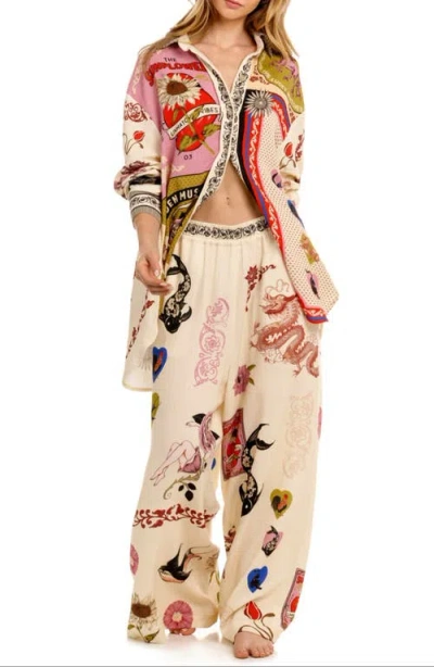 Agua Bendita Winter Matches Wide Leg Cover-up Pants In Multi