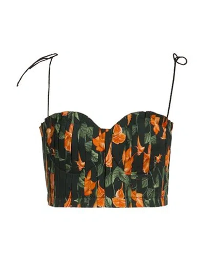 Agua Bendita Woman Top Dark Green Size L Cotton In Black