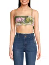 AGUA BENDITA WOMEN'S ADALYNN FLORAL PLEATED CROP TOP