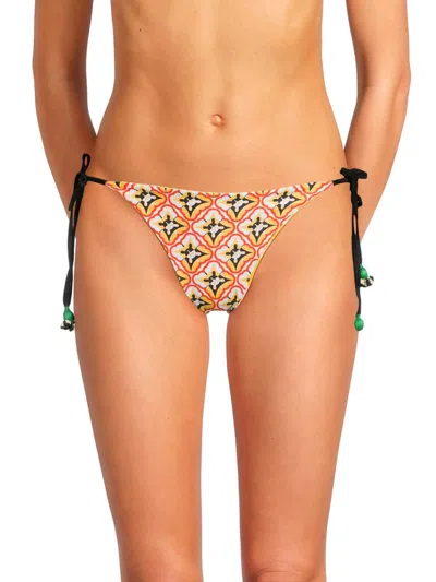 Agua Bendita Women's Alegria Print Bikini Bottom In White Multi