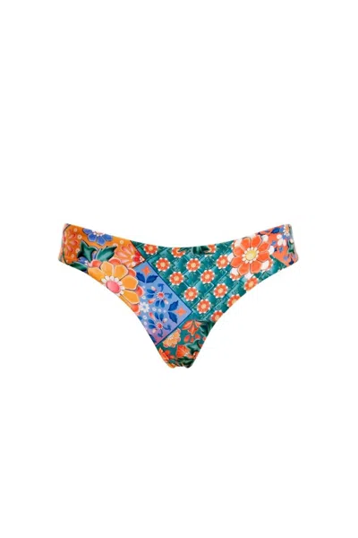 AGUA BENDITA WOMEN AUDREY TILE BOTTOM IN GREEN/BLUE/SALMON