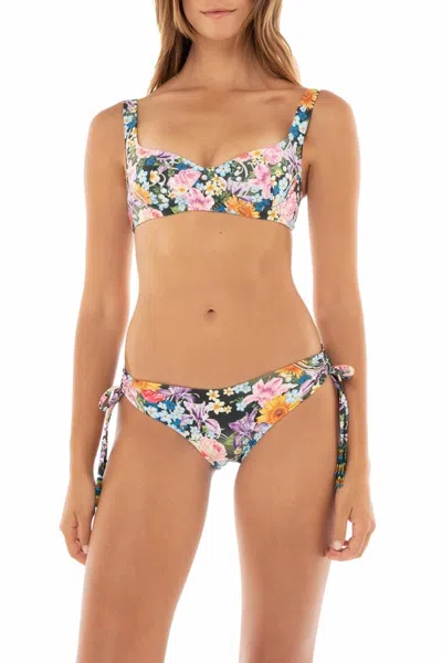 Agua Bendita Women's Eda Side Tassel Bikini Bottom In Blue/green Floral