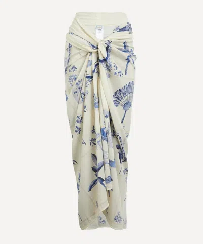 Agua Bendita Women's Lavanda Cotton-silk Pareo In White